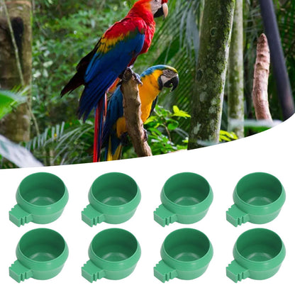 25Pcs Mini Bird Parrots Food Water Bowl Inlay Installation Round Green