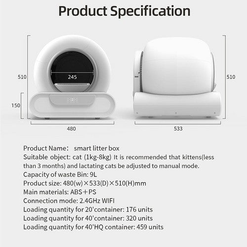 65L Automatic Self-Cleaning Cat Litter Box | Smart App