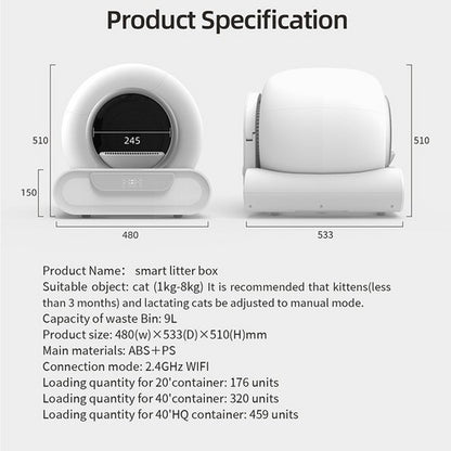 65L Automatic Self-Cleaning Cat Litter Box | Smart App