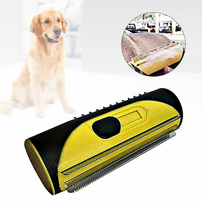 Yellow Pet Deshedding Roll Comb | Self-Cleaning | Cats & Dogs | Fur