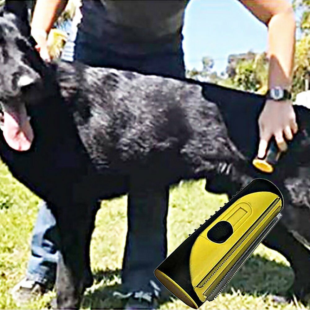 Yellow Pet Deshedding Roll Comb | Self-Cleaning | Cats & Dogs | Fur