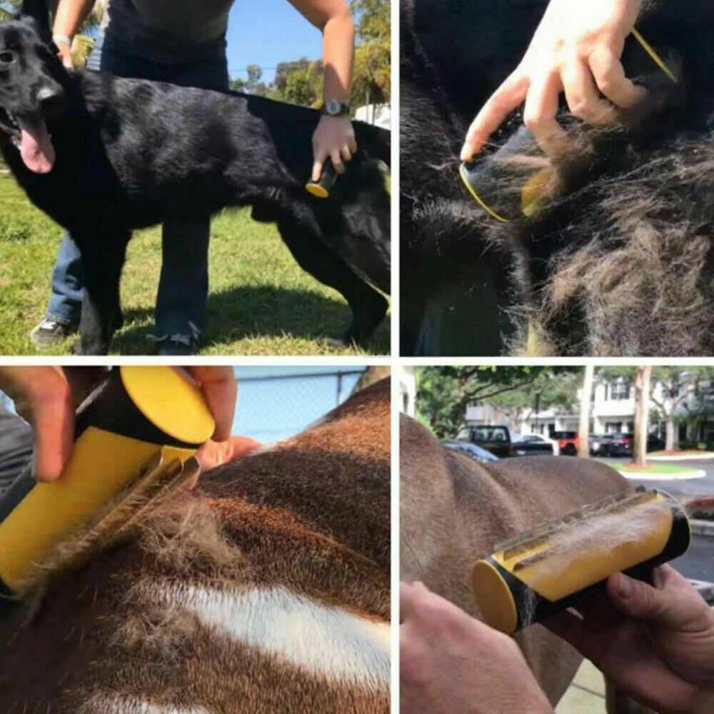 Yellow Pet Deshedding Roll Comb | Self-Cleaning | Cats & Dogs | Fur