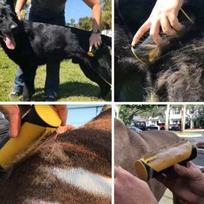Yellow Pet Deshedding Roll Comb | Self-Cleaning | Cats & Dogs | Fur