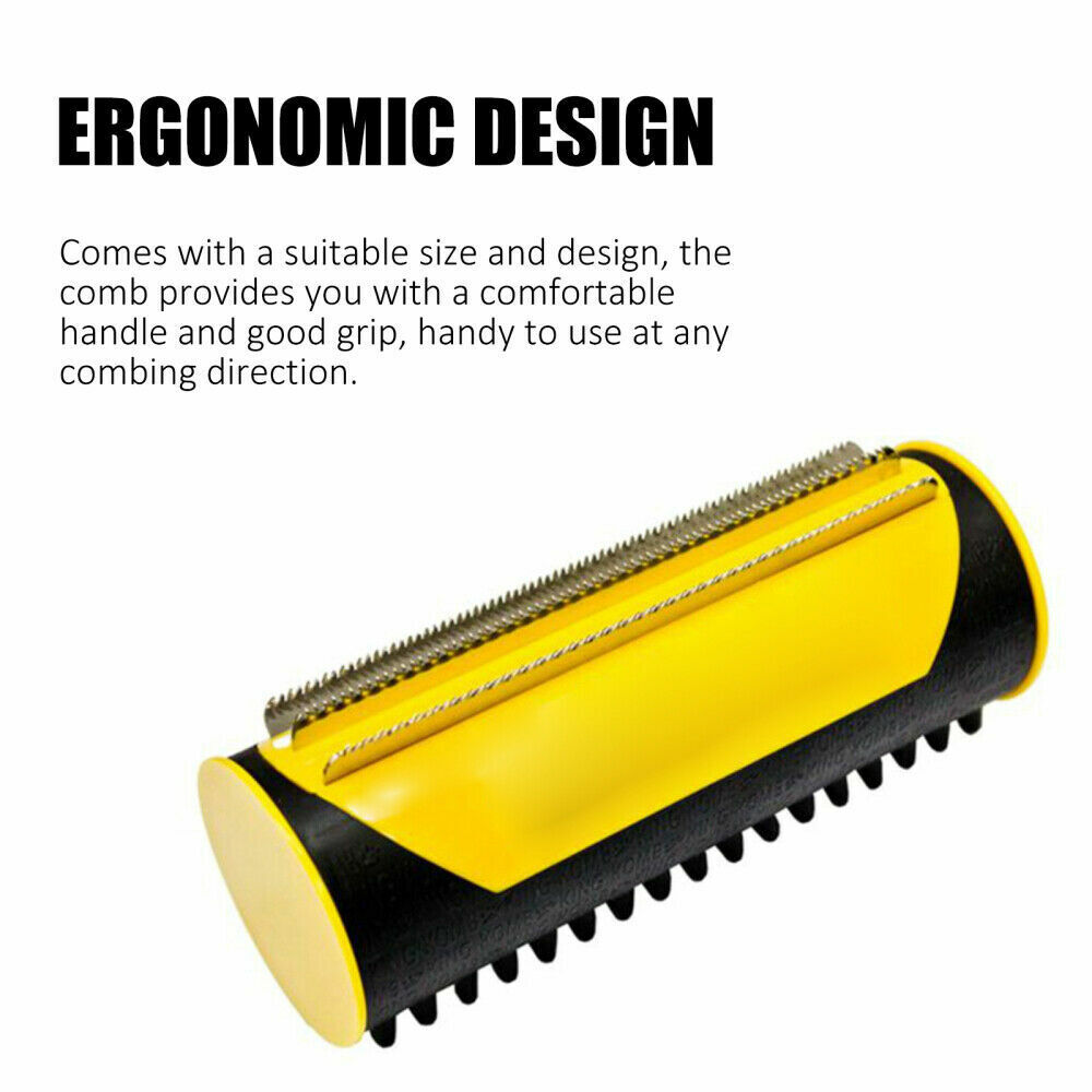 Yellow Pet Deshedding Roll Comb | Self-Cleaning | Cats & Dogs | Fur