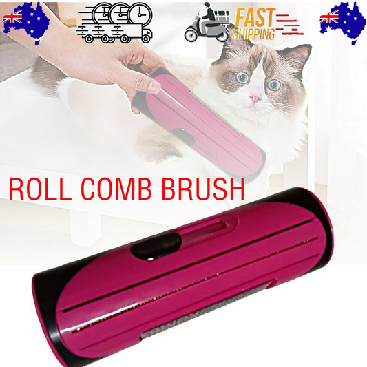 Red Pet Deshedding Roll Comb | Self-Cleaning | Cats & Dogs | Fur