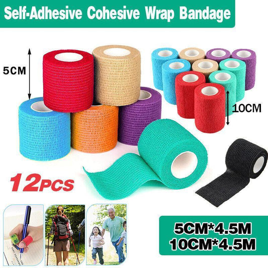 12 Pack Self-Adhesive Cohesive Wrap Bandage for Pets
