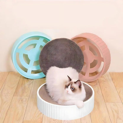 Blue 2-in-1 Round Cat Scratching Board | Cat Sofa
