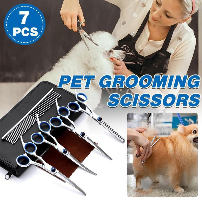 7 PCS Pet Grooming Scissors Set | Dogs & Cats
