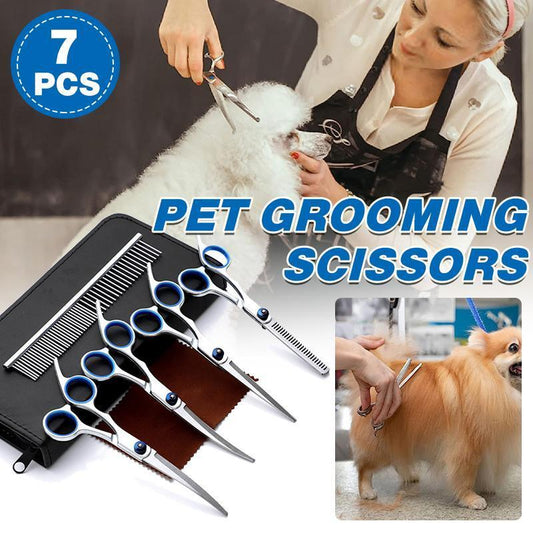 7 PCS Pet Grooming Scissors Set | Dogs & Cats