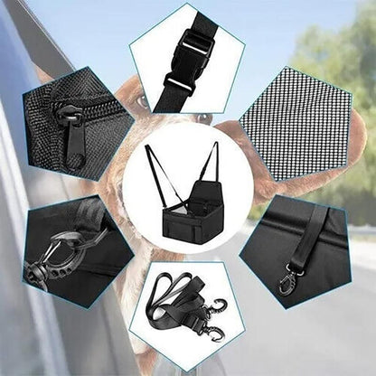 Grey Pet Car Booster Seat | Travel Carrier Basket | Cats & Dogs