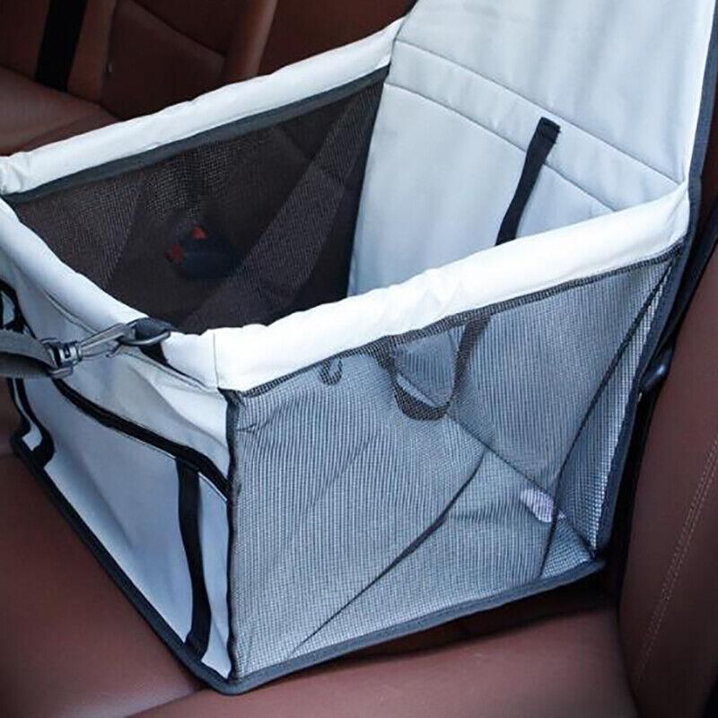 Grey Pet Car Booster Seat | Travel Carrier Basket | Cats & Dogs