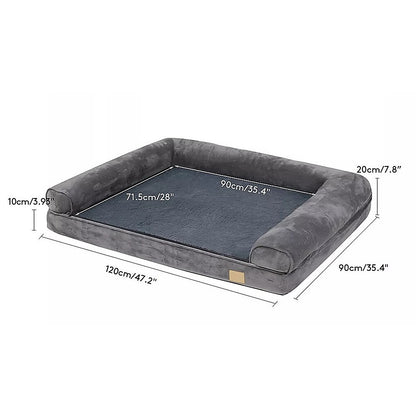 XL Large Orthopedic Dog Bed | 3-Side Comfort Bolster Padded