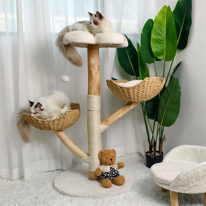 Solid Wood Cat Tree | Multi-Level | Scratching Posts & Perches