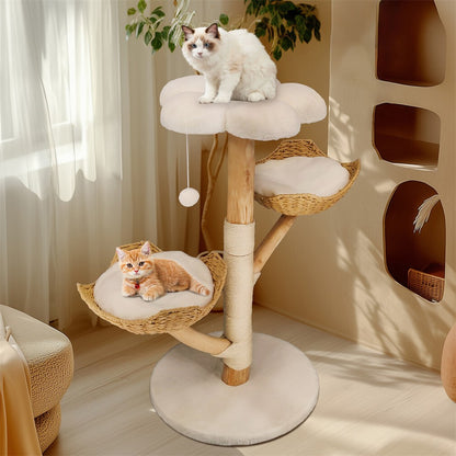 Solid Wood Cat Tree | Multi-Level | Scratching Posts & Perches