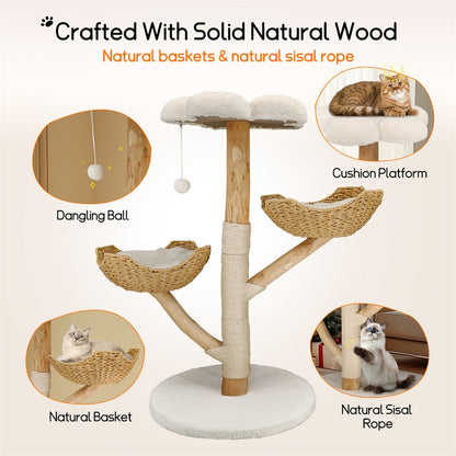 Solid Wood Cat Tree | Multi-Level | Scratching Posts & Perches
