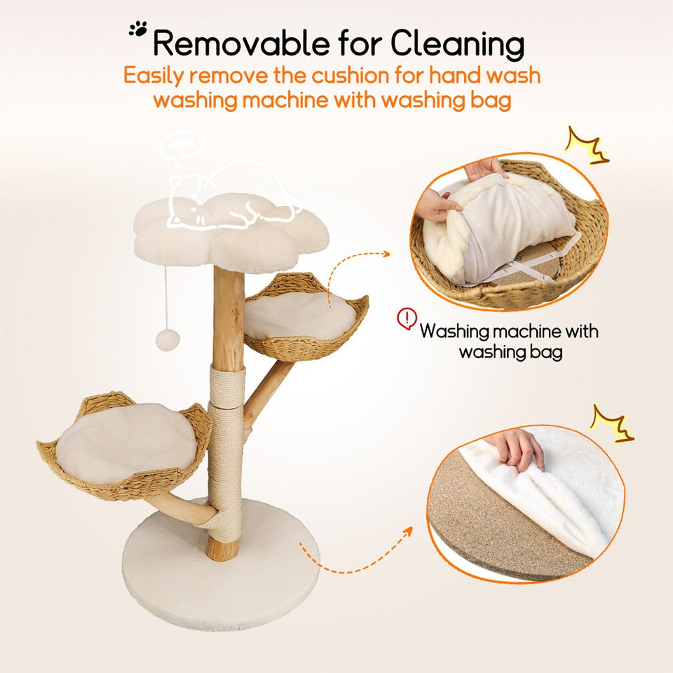 Solid Wood Cat Tree | Multi-Level | Scratching Posts & Perches