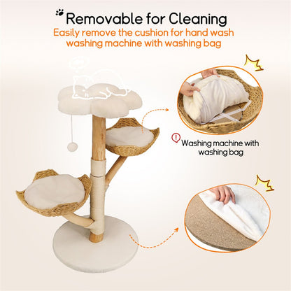Solid Wood Cat Tree | Multi-Level | Scratching Posts & Perches