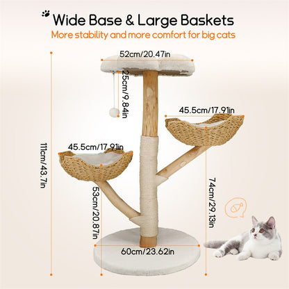 Solid Wood Cat Tree | Multi-Level | Scratching Posts & Perches