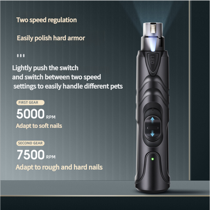 Dual-Speed Pet Nail Grinder with LED Light | Dog & Cat