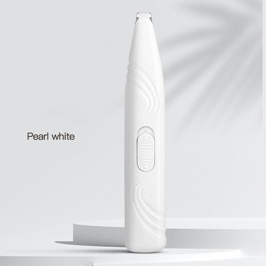 Pearl White Portable Pet Hair Trimmer | USB Rechargeable | Dog & Cat