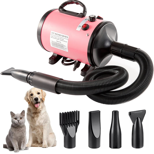 Pet Hair Dryer with Multiple Nozzles | Pink | Dog & Cat