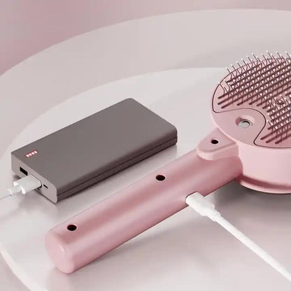 White Pet Grooming Spray & Massage Brush | One-Click Hair Removal