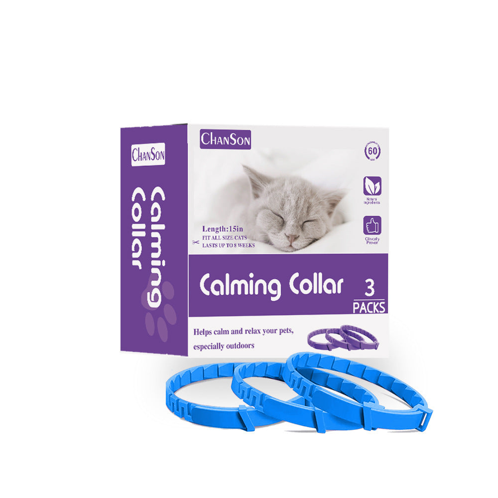 Blue Natural Calming Collar for Cats | Adjustable