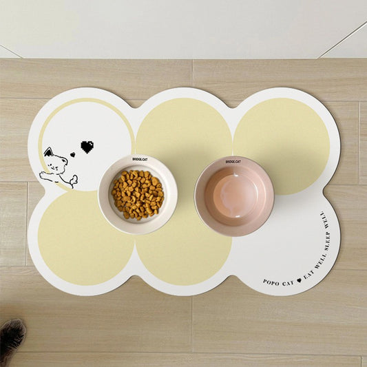 Style 1 White & Yellow Non-Slip Diatomite Pet Feeding Mat | 50x80cm
