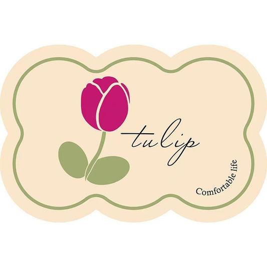 Style 6 Beige & Pink Tulip Non-Slip Diatomite Pet Feeding Mat | 50x80cm