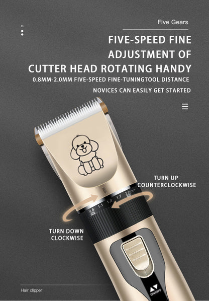 Gold Professional Pet Grooming Clipper Kit | 5-Speed