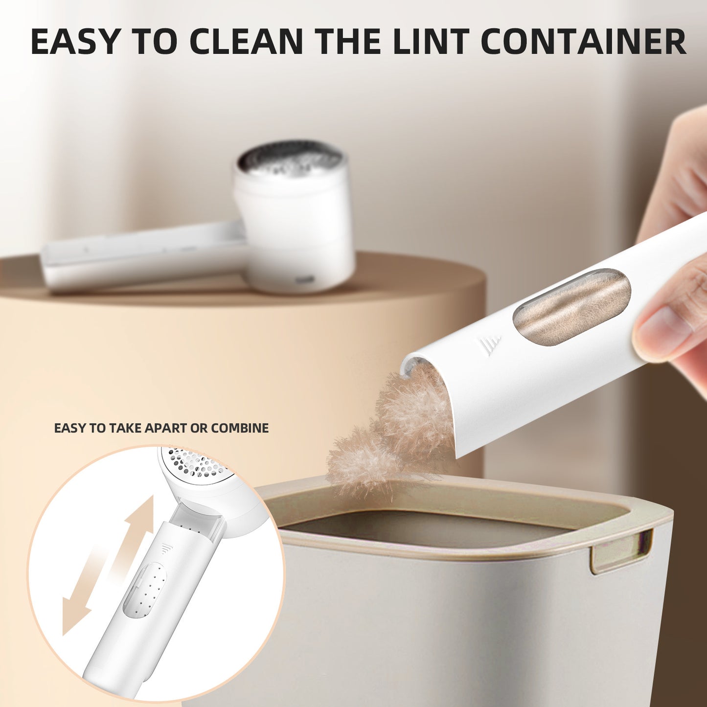 White Rechargeable Electric Lint Remover | Pet & Fabric