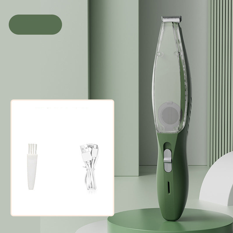 Green Rechargeable Pet Grooming Clipper with Built-in Vacuum | Dogs