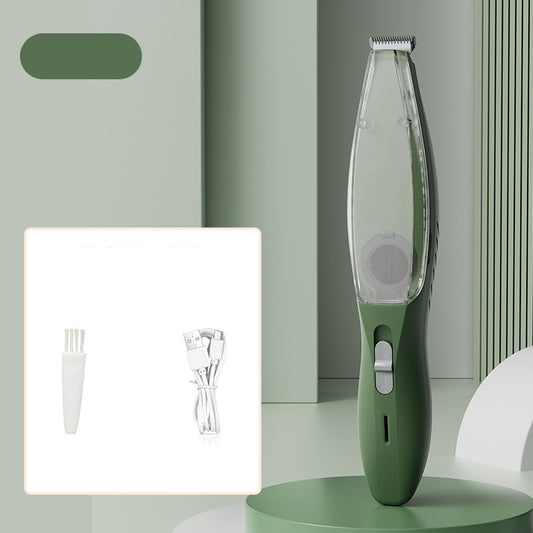 Green Rechargeable Pet Grooming Clipper with Built-in Vacuum | Dogs