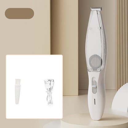 White Rechargeable Pet Grooming Clipper with Built-in Vacuum | Dogs