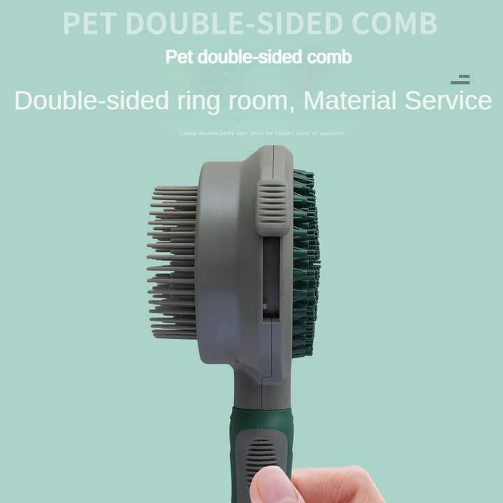 Pink & Grey Dual-Sided Self-Cleaning Pet Grooming Brush | Dogs & Cats