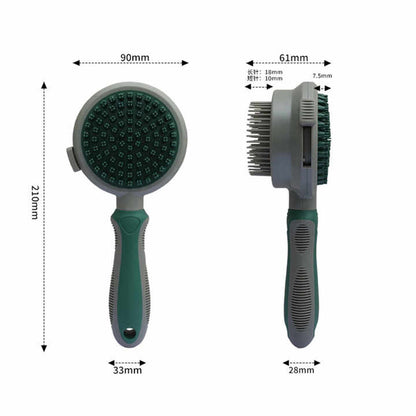 Green & Grey Dual-Sided Self-Cleaning Pet Grooming Brush | Dogs & Cats