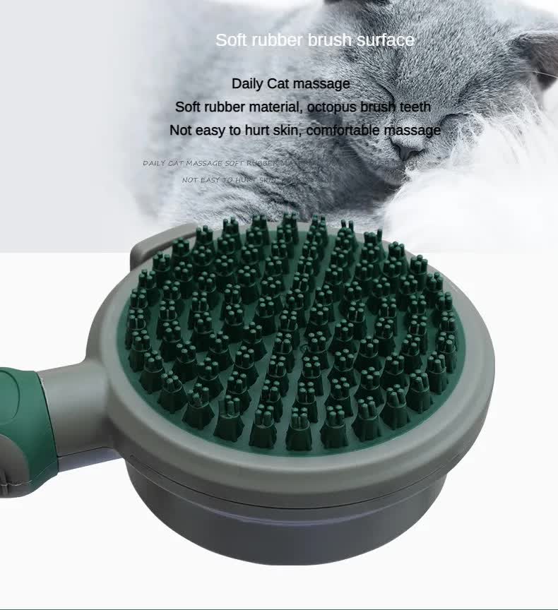 Green & Grey Dual-Sided Self-Cleaning Pet Grooming Brush | Dogs & Cats