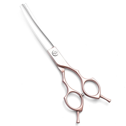 Rose Gold & Silver Professional Curved Pet Grooming Blending Shears