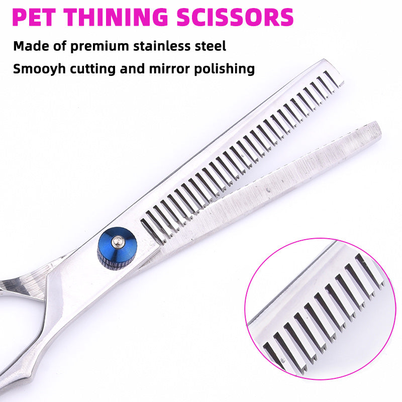 Pink & Silver 5-Piece Pet Grooming Scissors Kit | 6 Inch