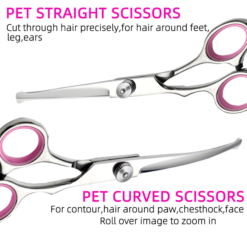 Blue & Silver 5-Piece Pet Grooming Scissors Kit | 6 Inch