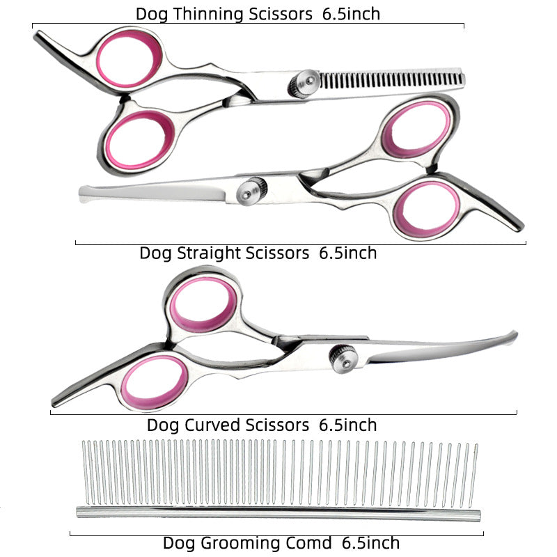 Blue & Silver 5-Piece Pet Grooming Scissors Kit | 6 Inch