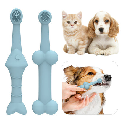 Blue Silicone Pet Toothbrush 6-Pack | Dogs & Cats