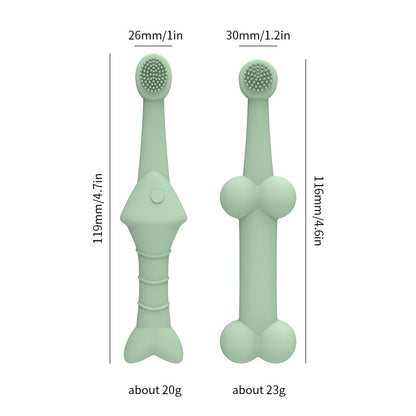 Beige Silicone Pet Toothbrush 6-Pack | Dogs & Cats
