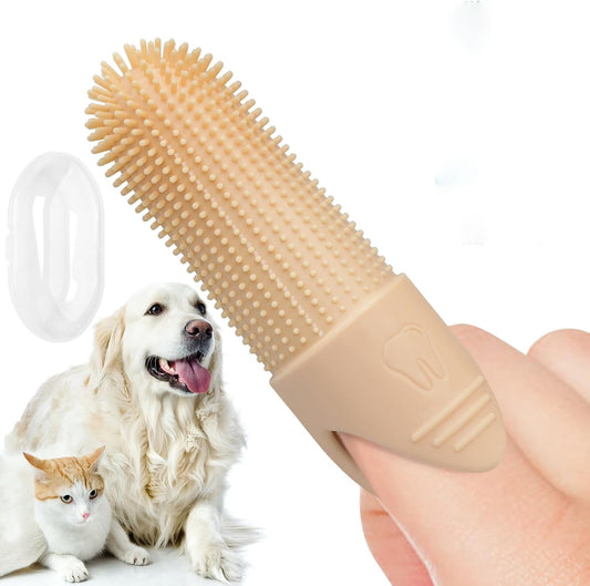 4-Pack Beige Silicone Pet Finger Toothbrush | Cats & Dogs