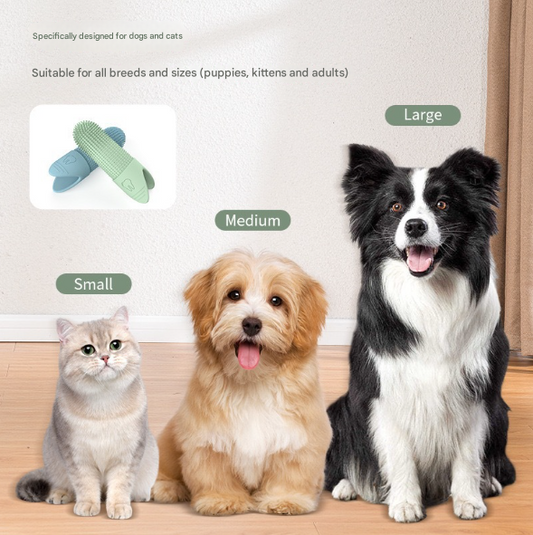 4-Pack Beige Silicone Pet Finger Toothbrush | Cats & Dogs