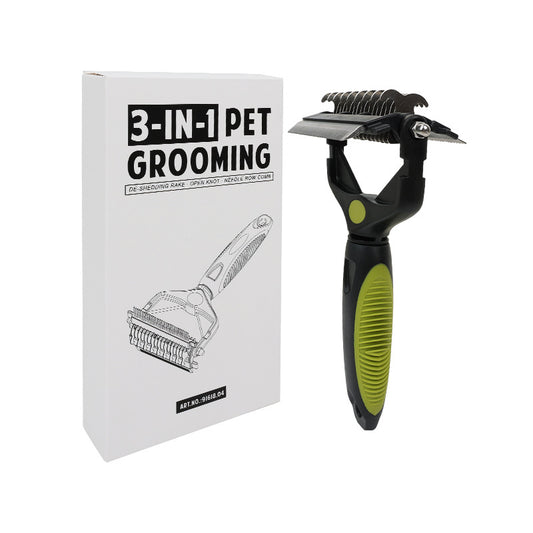 Green & Black 3-in-1 Pet Grooming Tool | Dog & Cat