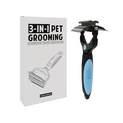 Blue & Black 3-in-1 Pet Grooming Tool | Dog & Cat