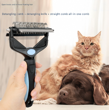 Blue & Black 3-in-1 Pet Grooming Tool | Dog & Cat