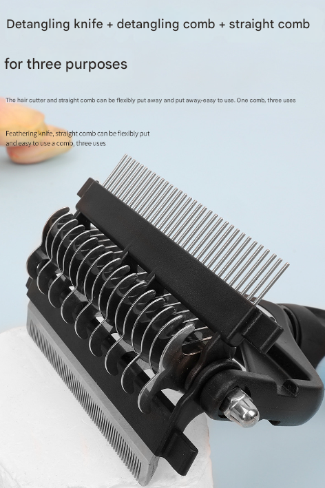 Blue & Black 3-in-1 Pet Grooming Tool | Dog & Cat