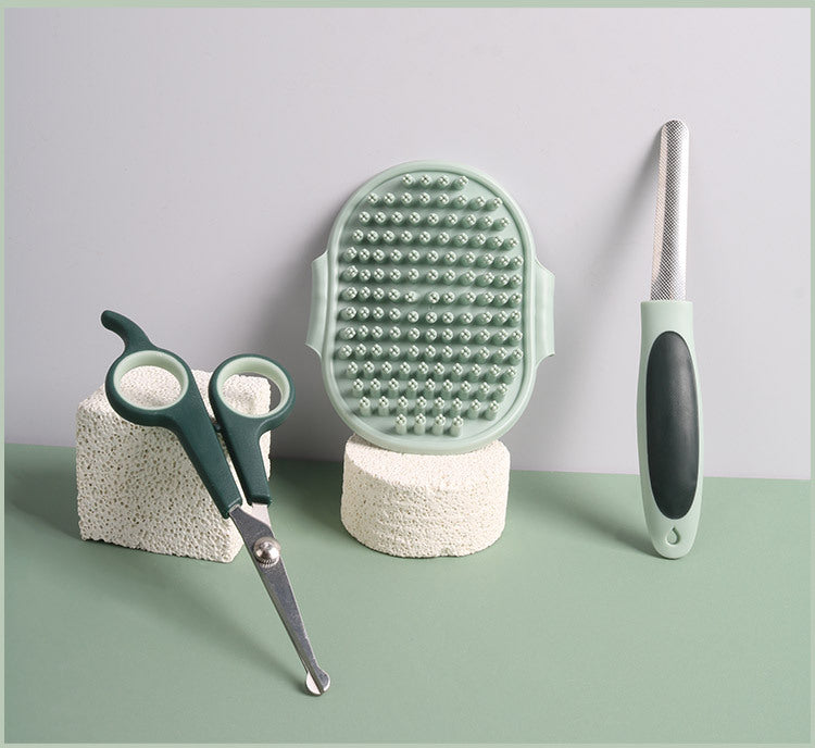 Grey & Green 8-Piece Pet Grooming Kit
